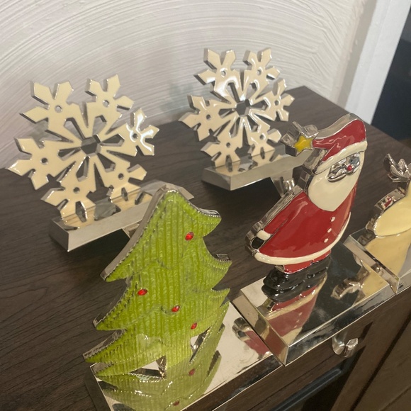 5 Vintage Stocking holders heavy duty enamel chrome Christmas Santa tree snow - Picture 5 of 11